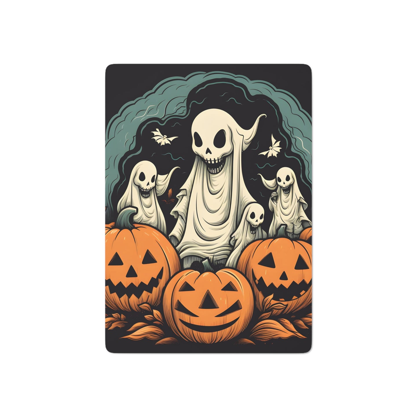 DistinctInk Playing / Poker Cards with Spooky Skeleton Pumpkins Design for Halloween