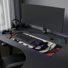 DistinctInk LED Gaming Mouse Pad with Spooky Skeleton Pumpkin Patch Design for Halloween
