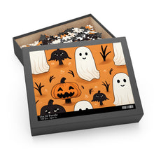 DistinctInk Jigsaw Puzzle with Ghost Skeleton Pumpkin Cartoons Design for Halloween
