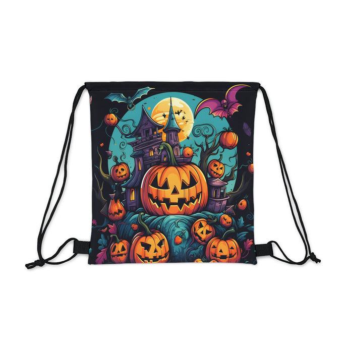 DistinctInk Drawstring Bag / Backpack with Trick or Treat Parade Design for Halloween