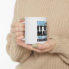 DistinctInk Glossy White Coffee / Tea Mug - People Think It's Magic It's Engineering