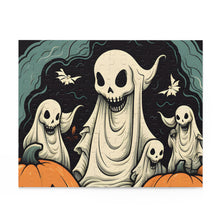 DistinctInk Jigsaw Puzzle with Spooky Skeleton Pumpkins Design for Halloween