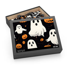 DistinctInk Jigsaw Puzzle with Ghost Skeleton Pumpkin Cartoon Design for Halloween