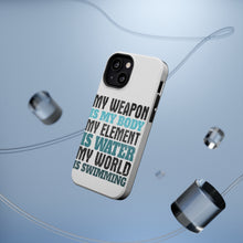 DistinctInk ToughCase for Apple iPhone, Compatible with MagSafe Charging - Swimming My Weapon is My Body Water