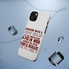 DistinctInk ToughCase for Apple iPhone, Compatible with MagSafe Charging - Arguing with Casino Dealer Like Pink in Mud