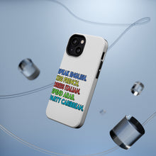 DistinctInk ToughCase for Apple iPhone, Compatible with MagSafe Charging - Speak English Kiss French Dress Italian