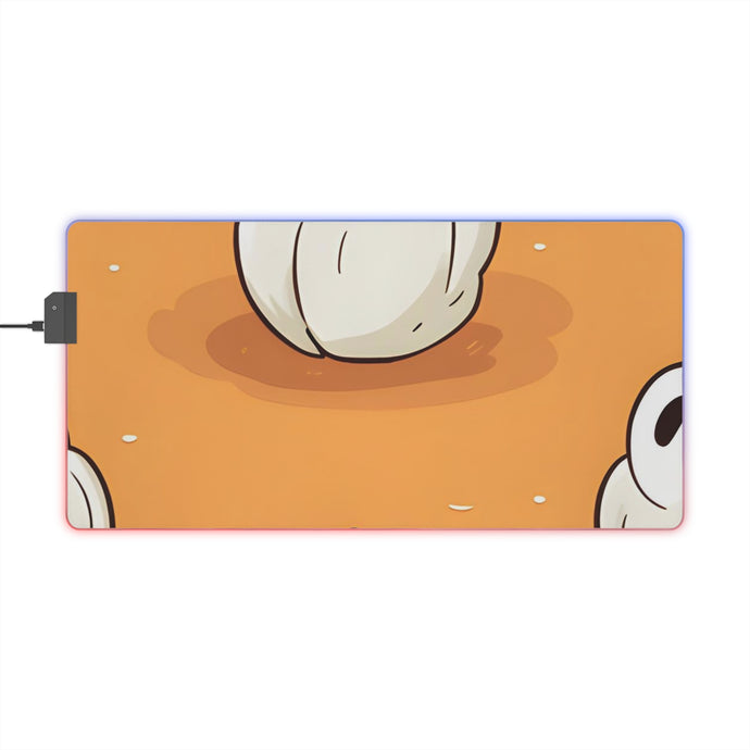 DistinctInk LED Gaming Mouse Pad with Ghastly Skeleton Pumpkin adorned Design for Halloween