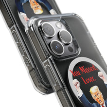 DistinctInk Clear Case for Apple iPhone, Compatible with MagSafe – Trump ‘You Missed, Loser’ Cartoon Design