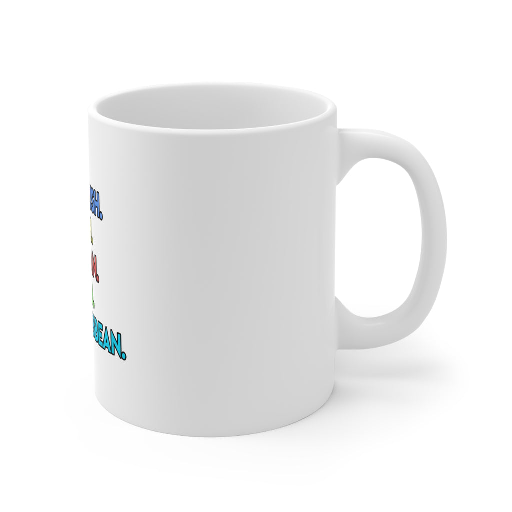 Glossy White Coffee / Tea Mug - Speak English Kiss French Dress Italian, view 3