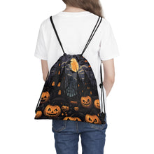 DistinctInk Drawstring Bag Backpack with Spooky All Hallows' Eve Design for Halloween