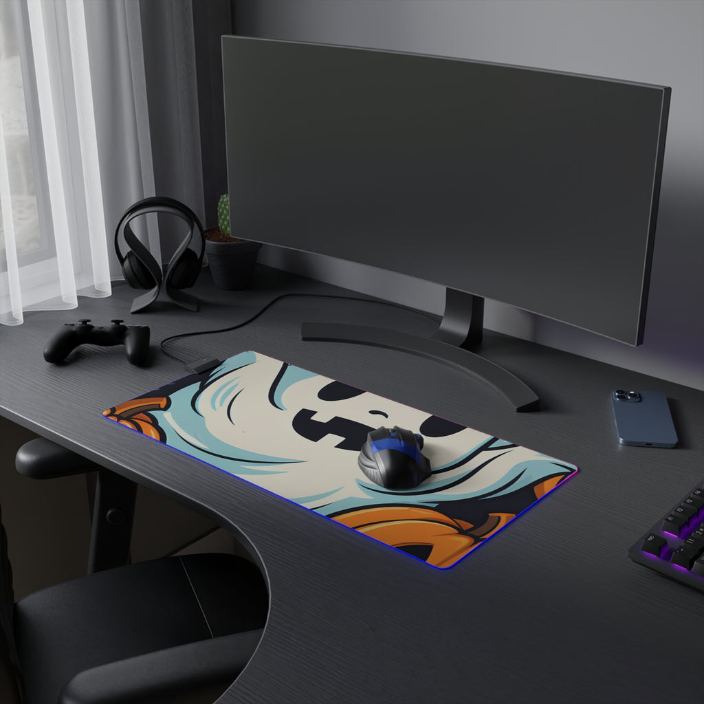 LED Gaming Mouse Pad with The Ghostly Skeleton Pumpkin Design for Halloween, view 9