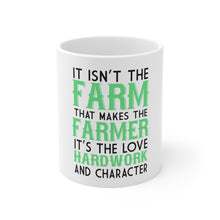 DistinctInk Glossy White Coffee / Tea Mug - Hard Work & Character Make the Farmer