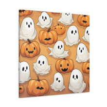 DistinctInk Canvas Wall Art with Ghostly Skeleton Pumpkin Patch for Halloween