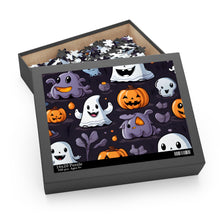 DistinctInk Jigsaw Puzzle with Spooky Bat-o-lanterns Design for Halloween