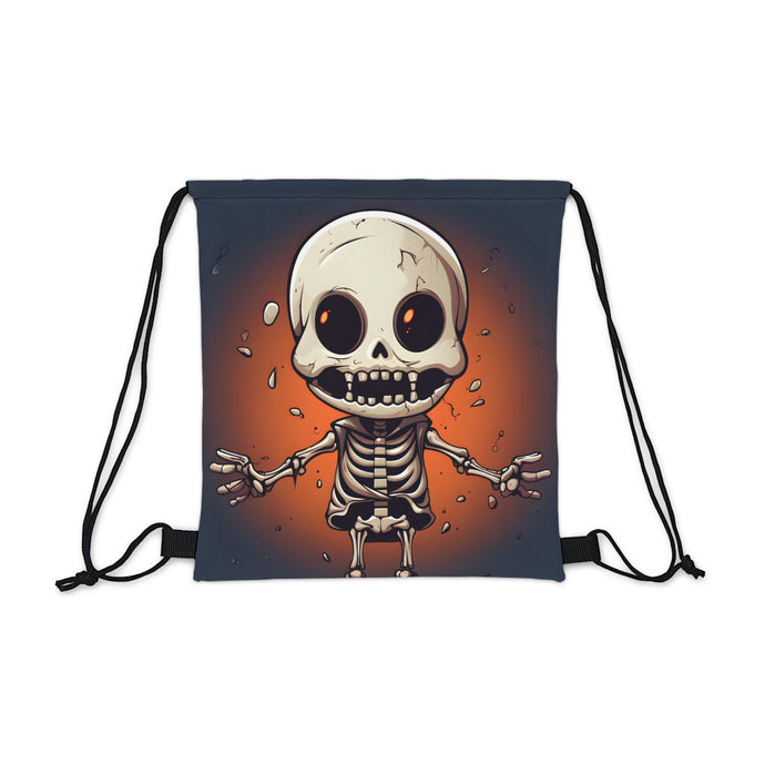 DistinctInk Drawstring Bag / Backpack with Skelly's Halloween Bash Design for Halloween