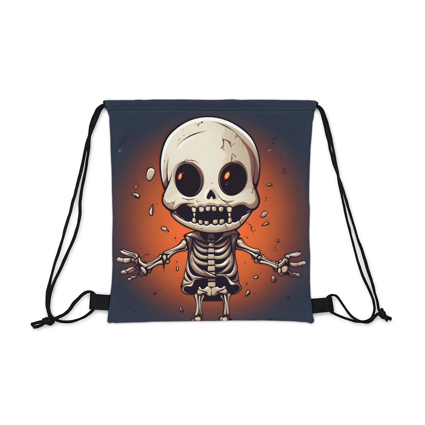 DistinctInk Drawstring Bag / Backpack with Skelly's Halloween Bash Design for Halloween