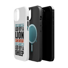 DistinctInk ToughCase for Apple iPhone, Compatible with MagSafe Charging - Sheep Led By Lion Defeat Lions Led By Sheep