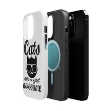 DistinctInk ToughCase for Apple iPhone, Compatible with MagSafe Charging - Cats Are Just Awesome