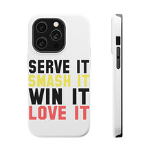 DistinctInk ToughCase for Apple iPhone, Compatible with MagSafe Charging - Serve It Smash It Win It Love It Tennis