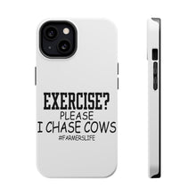 DistinctInk ToughCase for Apple iPhone, Compatible with MagSafe Charging - Exercise? Please I Chase Cows