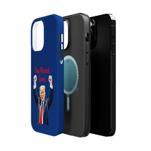 Dual Layer Tough Case for Apple iPhone, Compatible with MagSafe - Trump ‘You Missed, Loser’ Design & Blue Background