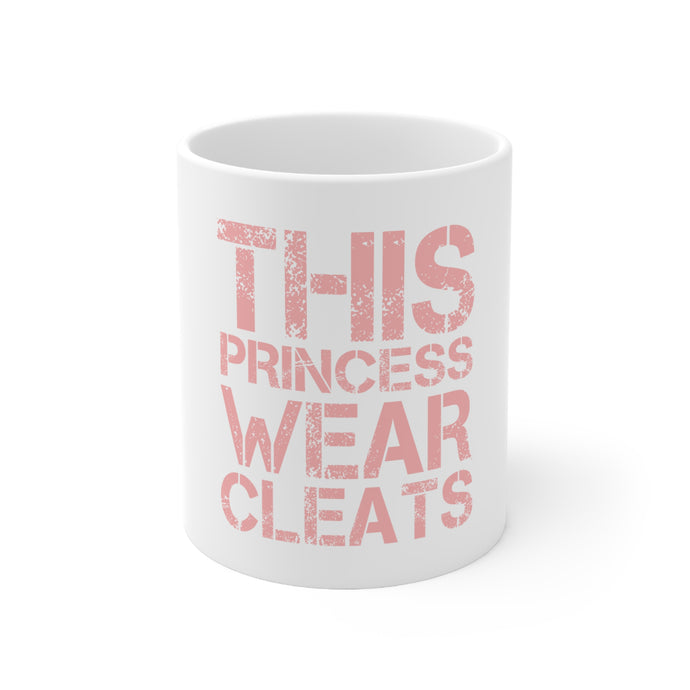 DistinctInk Glossy White Coffee / Tea Mug - This Princess Wear Cleats