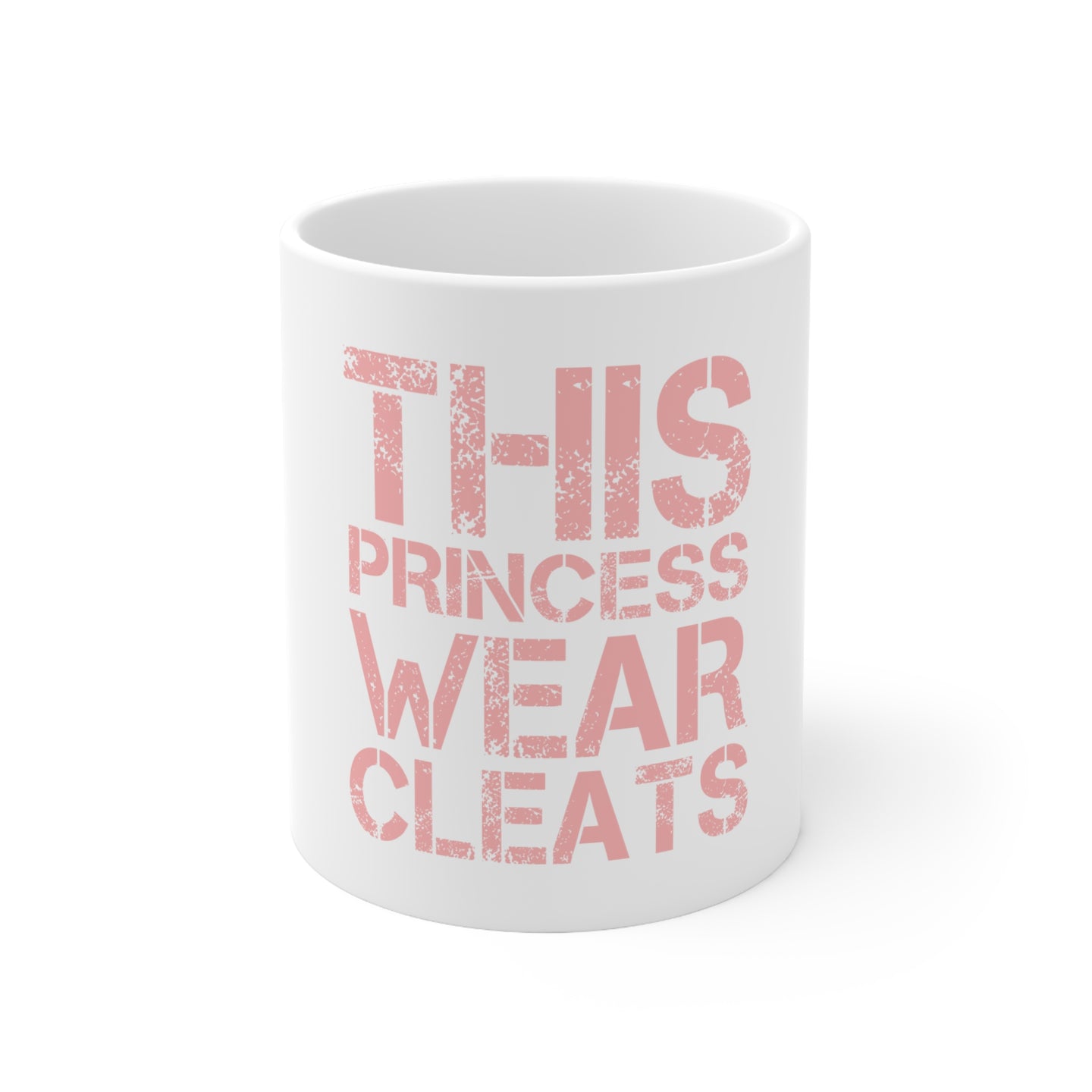 DistinctInk Glossy White Coffee / Tea Mug - This Princess Wear Cleats