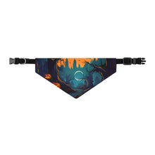 DistinctInk Adjustable Pet Banana Collar with Haunted Evening Nightmare Design for Halloween
