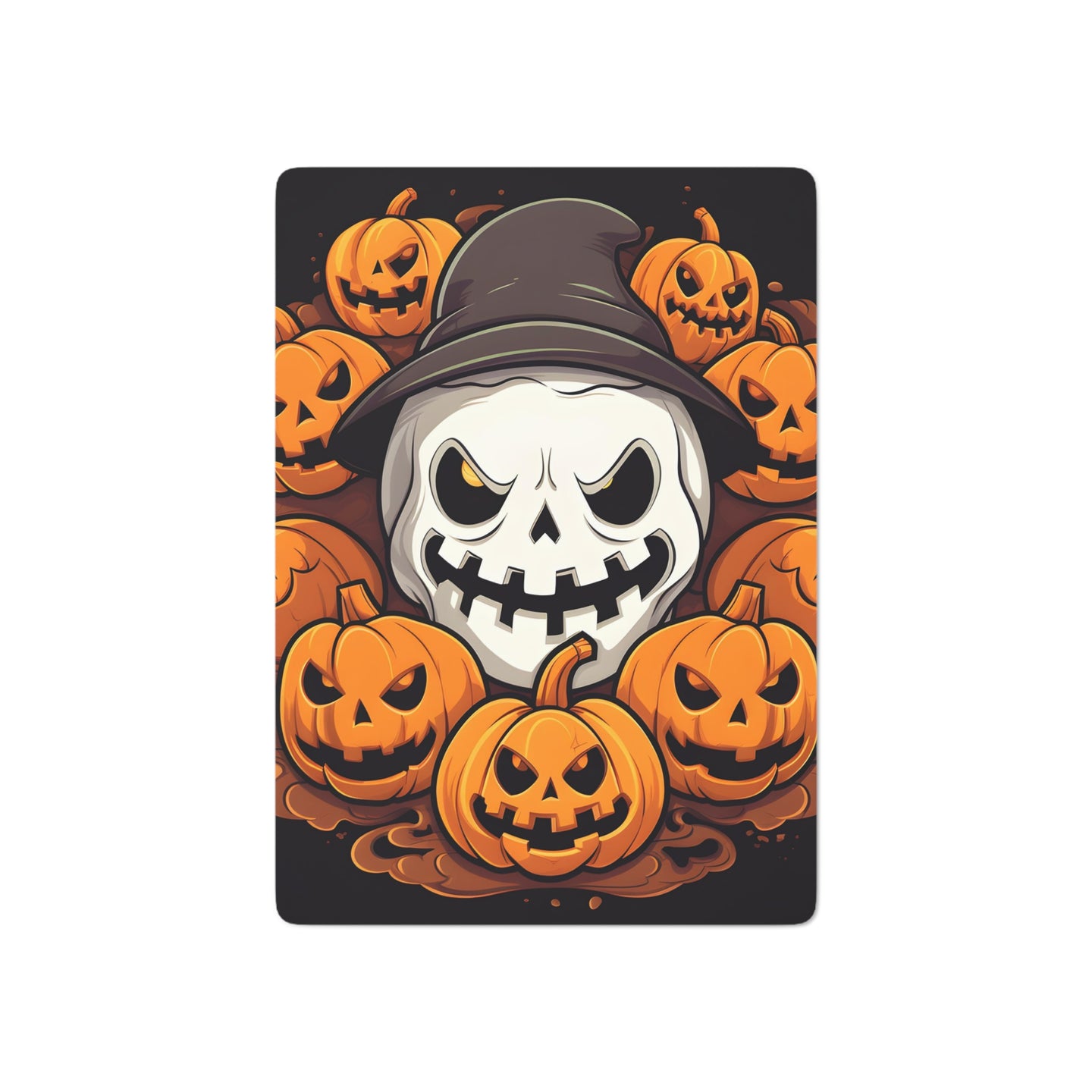 DistinctInk Playing Poker Cards with Spooky Skeleton Pumpkin Patch Design for Halloween