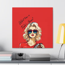 DistinctInk Canvas Wall Art with What Time Is Taylor's Game? design