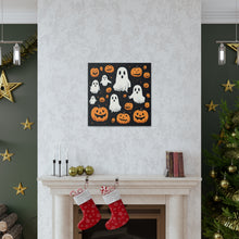 DistinctInk Canvas Wall Art with Ghost Skeleton Pumpkin Cartoon for Halloween
