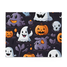 DistinctInk Jigsaw Puzzle with Spooky Bat-o-lanterns Design for Halloween