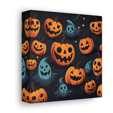 DistinctInk Canvas Wall Art with Nightly Fright of Bats and Ghouls for Halloween
