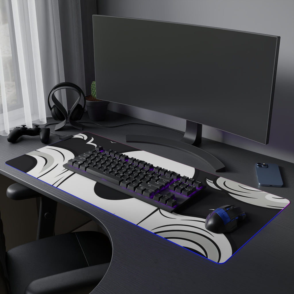 LED Gaming Mouse Pad with Skeletal Ghostly Pumpkin Patch Design for Halloween, view 27