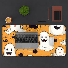 DistinctInk Desk Mat with Ghoulish Bats and Pumpkins Design for Halloween