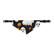 DistinctInk Adjustable Pet Banana Collar with Ghost Skeleton Pumpkin Cartoon Design for Halloween