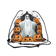 DistinctInk Drawstring Bag / Backpack with Ghost Skeleton Pumpkins Pattern Design for Halloween