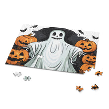 DistinctInk Jigsaw Puzzle with Ghost Skeleton Pumpkins Pattern Design for Halloween