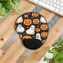 DistinctInk Mouse Pad with Wrist Rest  with Ghastly Skeleton Pumpkin Party Design for Halloween