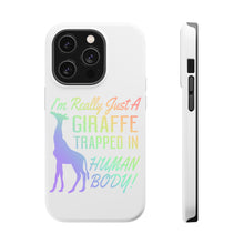 DistinctInk ToughCase for Apple iPhone, Compatible with MagSafe Charging - Just a Giraffe Trapped in a Human Body