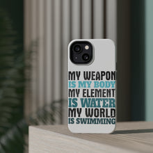 DistinctInk ToughCase for Apple iPhone, Compatible with MagSafe Charging - Swimming My Weapon is My Body Water