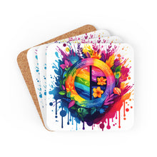 DistinctInk (Set of 4) Corkwood Coasters with The Road to FulfillmentDesign for LGBTQ+ Pride
