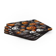 DistinctInk (Set of 4) Corkwood Coasters with Haunted Harvest TimeDesign for Halloween