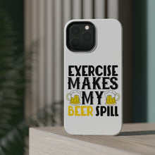 DistinctInk ToughCase for Apple iPhone, Compatible with MagSafe Charging - Exercise Makes My Beer Spill