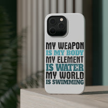 DistinctInk ToughCase for Apple iPhone, Compatible with MagSafe Charging - Swimming My Weapon is My Body Water