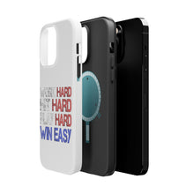 DistinctInk ToughCase for Apple iPhone, Compatible with MagSafe Charging - Work Hard Hit Hard Play Hard Win Easy