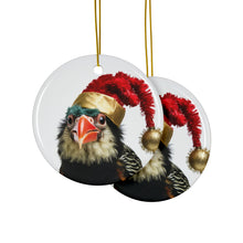 DistinctInk Hanging Ceramic Christmas Tree Ornament with Gold String - Great Gift/Present - 2 3/4 inch Diameter - Barbet Design