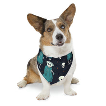 DistinctInk Adjustable Pet Banana Collar with Haunted Skeleton Crew Design for Halloween