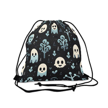 DistinctInk Drawstring Bag / Backpack with Ghastly Skeletal Shadows Design for Halloween