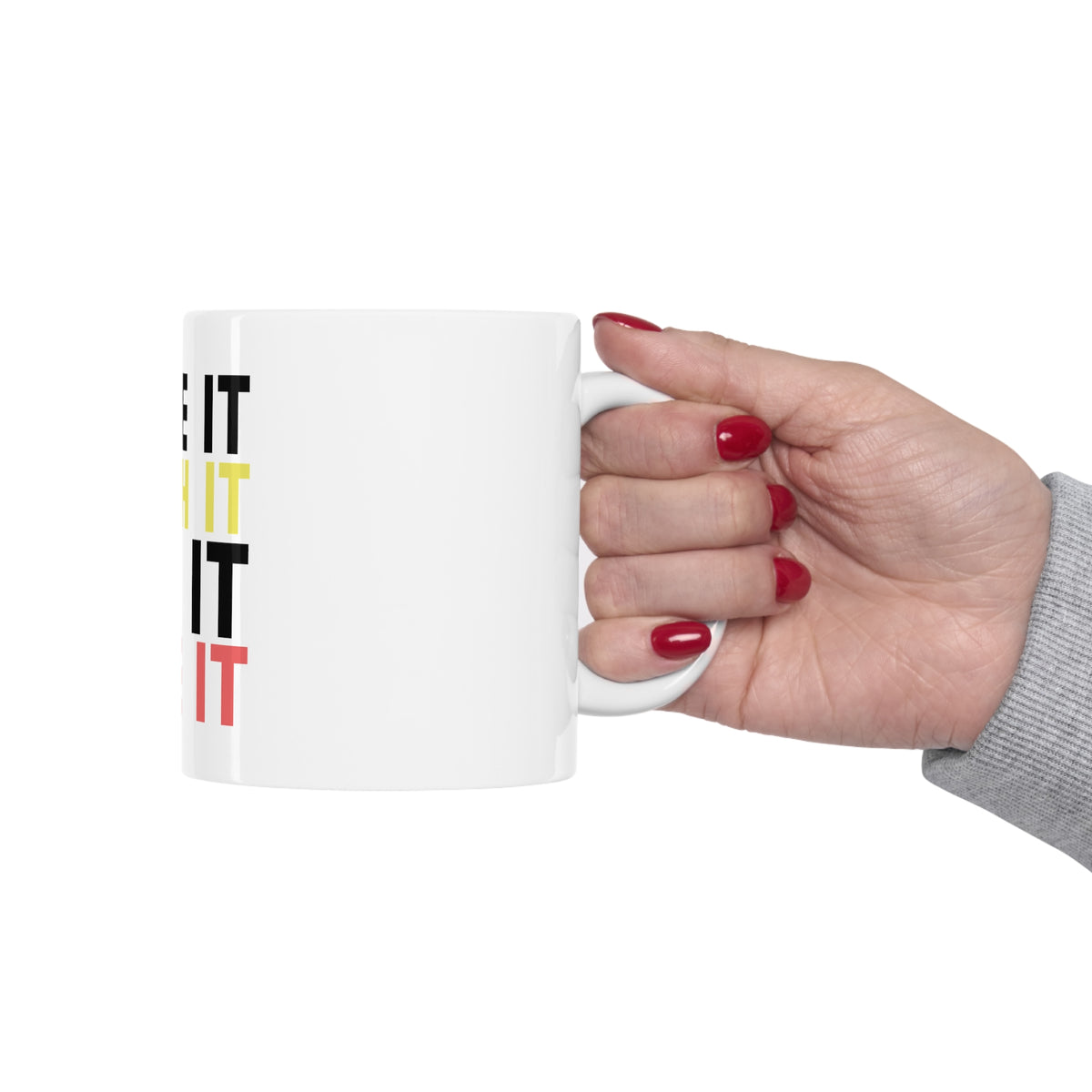 Glossy White Coffee / Tea Mug - Serve It Smash It Win It Love It Tennis, view 12
